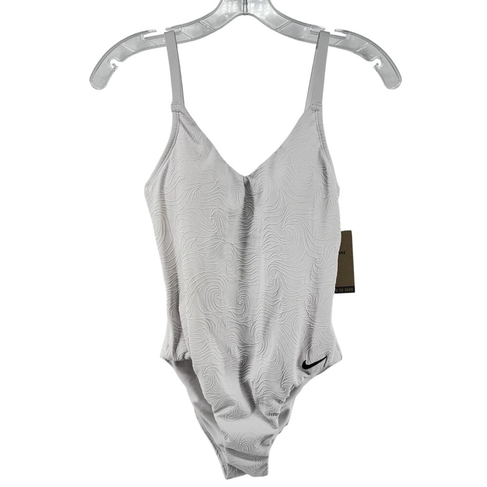Nike Womens V-Neck Jacquard One-Piece White Size Medium